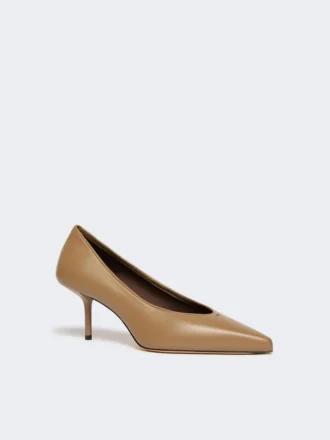 Sapatos de salto alto em pele napa, cor lama