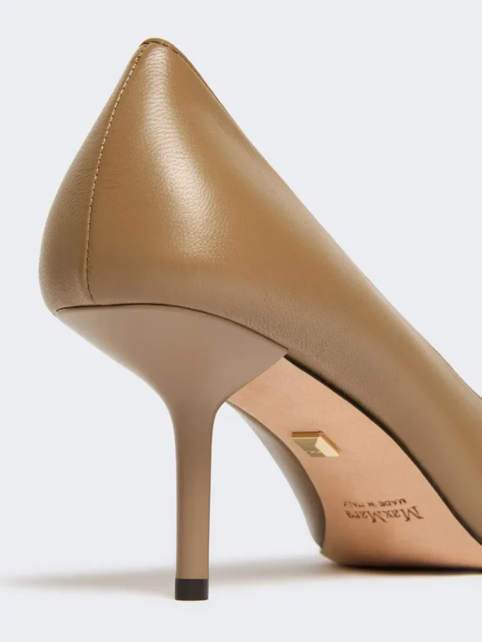 Sapatos de salto alto em pele napa, cor lama