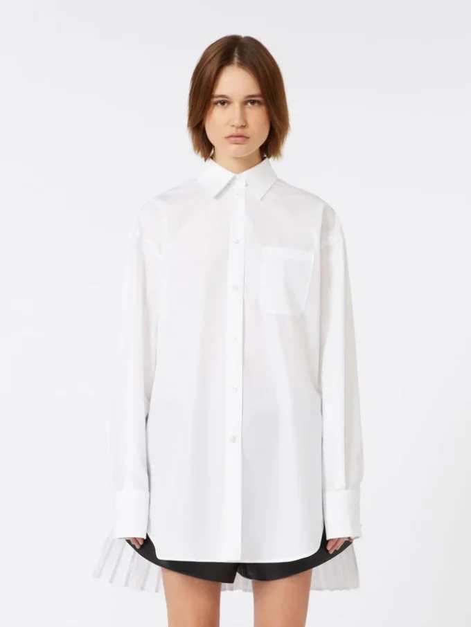 Sobretudo com detalhes plissados, branco óptico Sobretudo com detalhes plissados, branco óptico