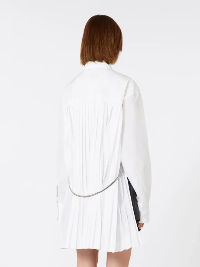 Sobretudo com detalhes plissados, branco óptico Sobretudo com detalhes plissados, branco óptico