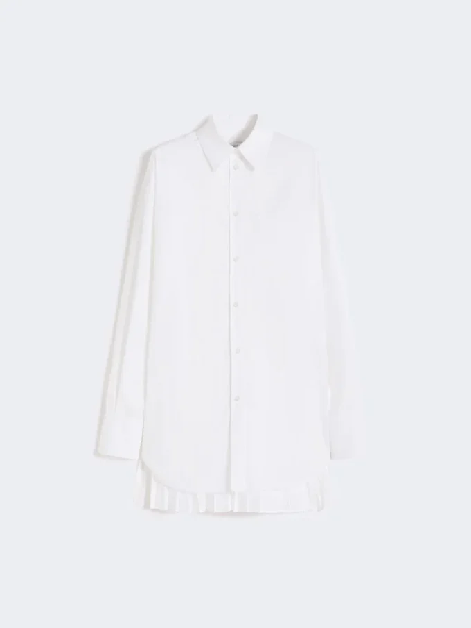 Sobretudo com detalhes plissados, branco óptico Sobretudo com detalhes plissados, branco óptico