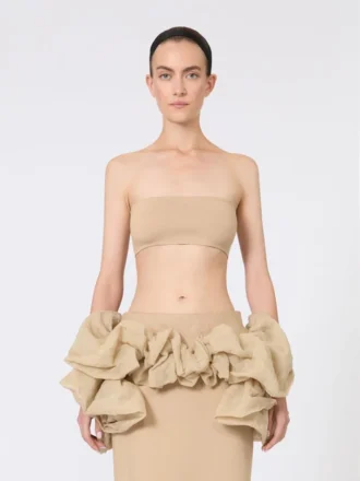 Sutiã bandeau em viscose elástica, cor camelo