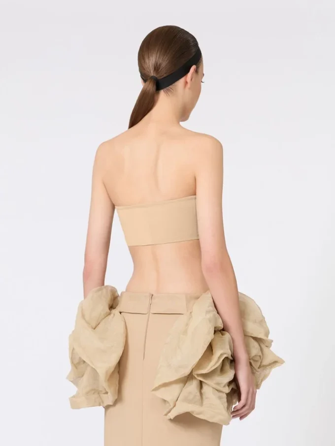 Sutiã bandeau em viscose elástica, cor camelo