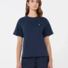 T-shirt básica de algodão, azul-marinho