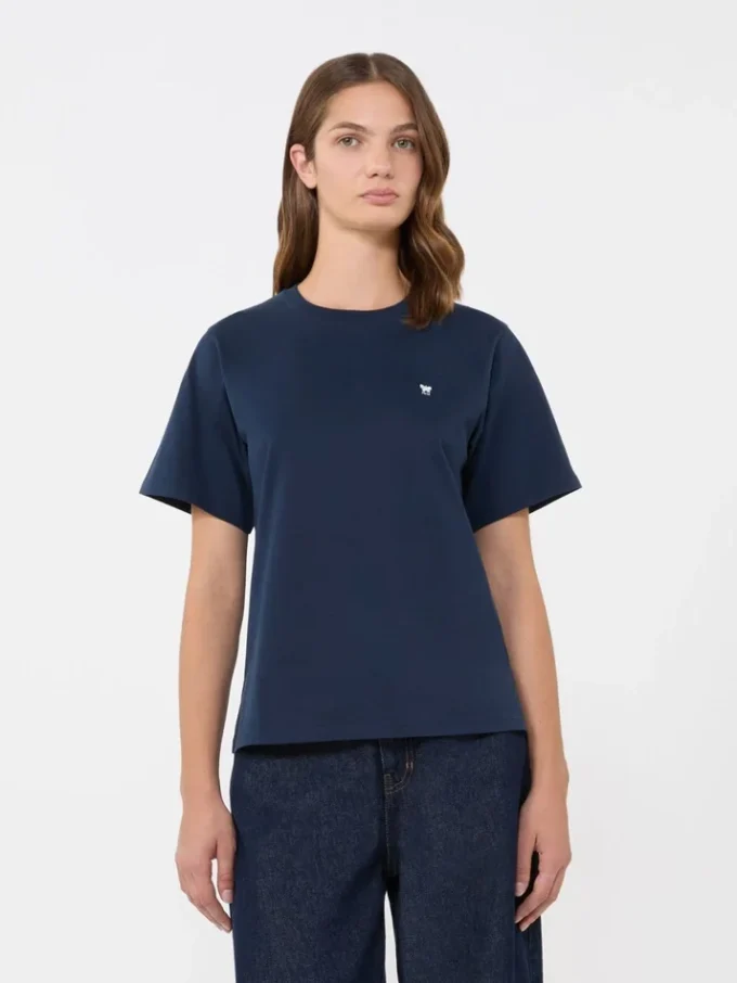 T-shirt básica de algodão, azul-marinho
