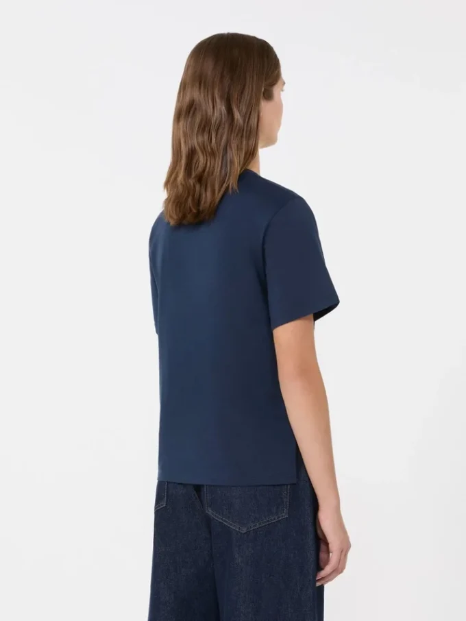 T-shirt básica de algodão, azul-marinho