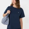 T-shirt básica de algodão, azul-marinho