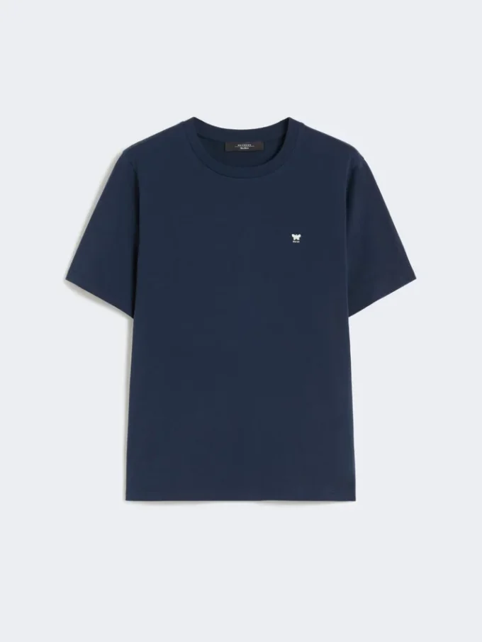T-shirt básica de algodão, azul-marinho