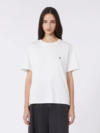 T-shirt básica de algodão, branco óptico