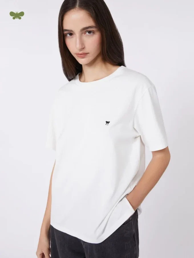 T-shirt básica de algodão, branco óptico T-shirt básica de algodão, branco óptico