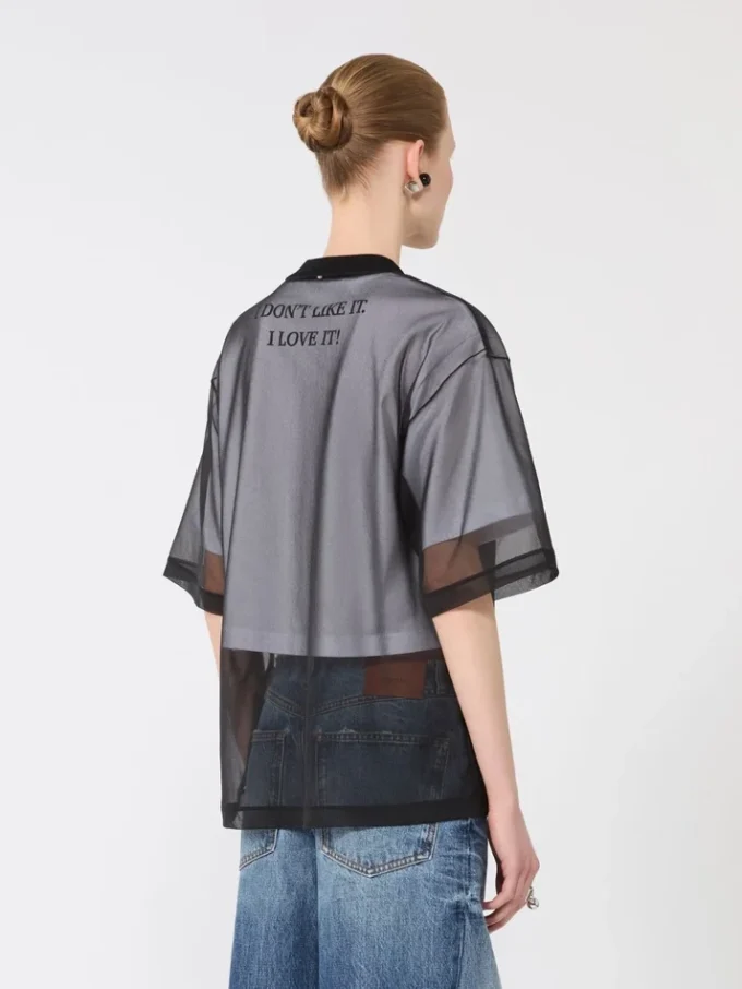 T-shirt com sobreposição de algodão, branco óptico T-shirt com sobreposição de algodão, branco óptico