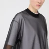 T-shirt com sobreposição de algodão, branco óptico T-shirt com sobreposição de algodão, branco óptico