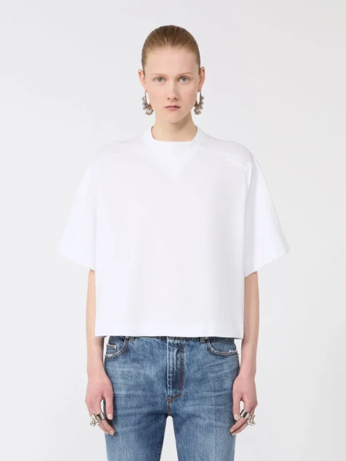 T-shirt de algodão, branco óptico T-shirt de algodão, branco óptico