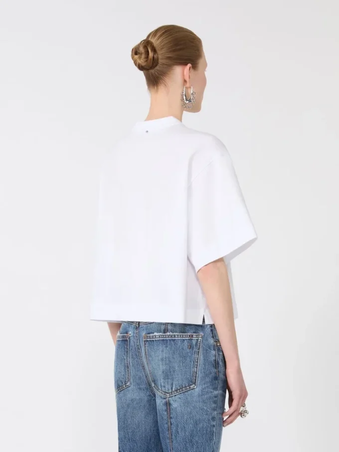 T-shirt de algodão, branco óptico T-shirt de algodão, branco óptico