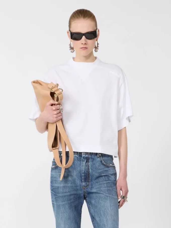T-shirt de algodão, branco óptico T-shirt de algodão, branco óptico