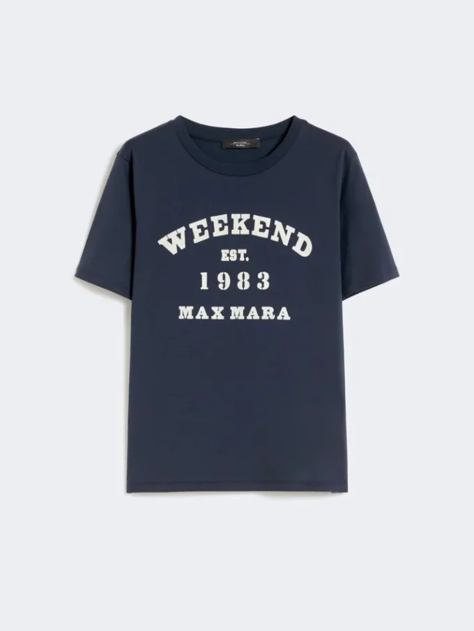 T-shirt de algodão com estampado gráfico, azul-marinho T-shirt de algodão com estampado gráfico, azul-marinho
