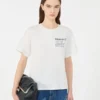 T-shirt de algodão com estampado gráfico, branca T-shirt de algodão com estampado gráfico, branca
