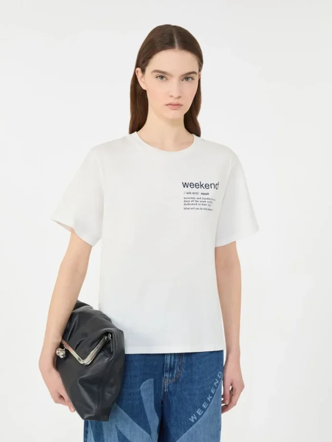 T-shirt de algodão com estampado gráfico, branca T-shirt de algodão com estampado gráfico, branca