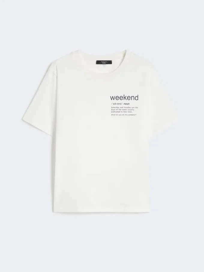 T-shirt de algodão com estampado gráfico, branca T-shirt de algodão com estampado gráfico, branca