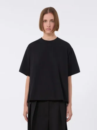 T-shirt de algodão com pregas nas costas, preta