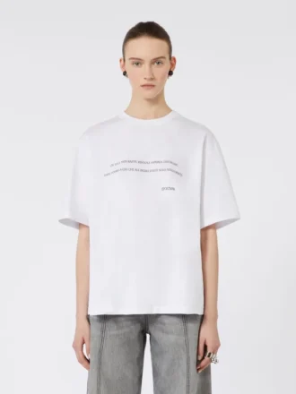 T-shirt de algodão estampada, branco óptico