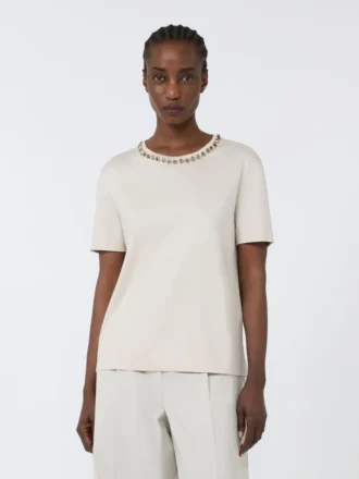 T-shirt em algodão e modal, bege