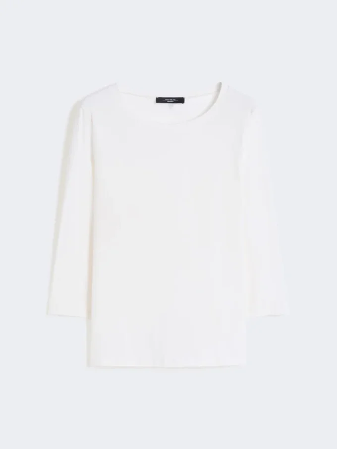 T-shirt em algodão elástico, branca T-shirt em algodão elástico, branca