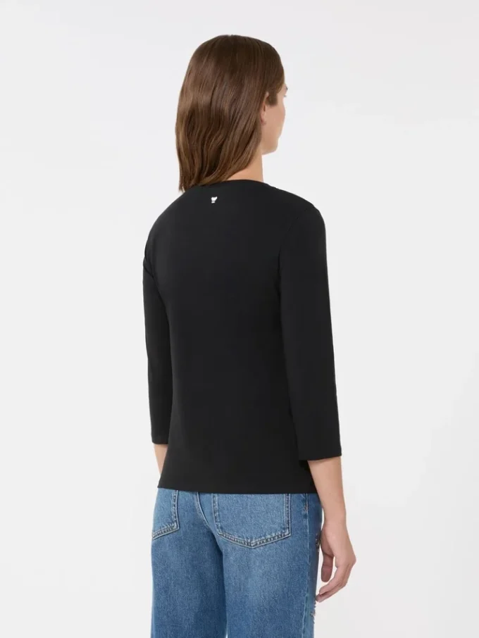 T-shirt em algodão elástico, preta T-shirt em algodão elástico, preta