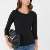 T-shirt em algodão elástico, preta T-shirt em algodão elástico, preta