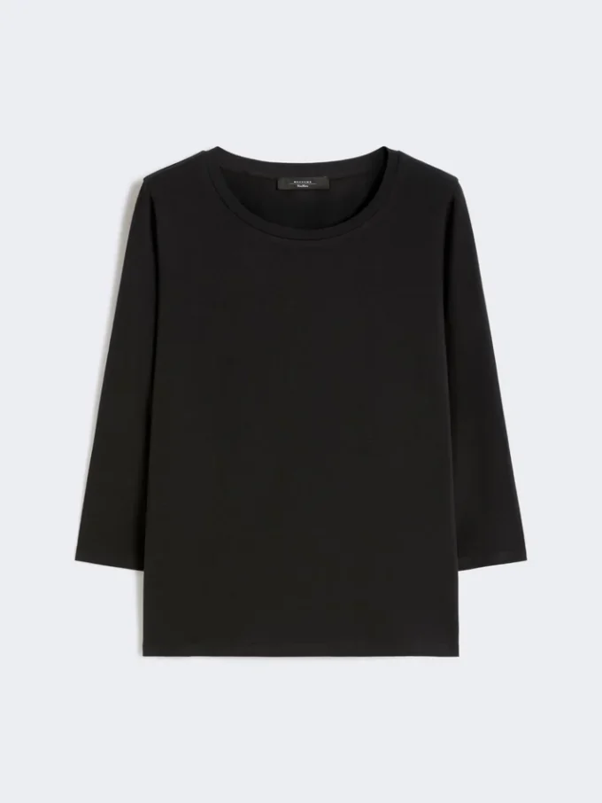 T-shirt em algodão elástico, preta T-shirt em algodão elástico, preta
