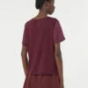 T-shirt em cetim e jersey, cor bordô T-shirt em cetim e jersey, cor bordô