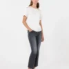 T-shirt em cetim e jersey, cru T-shirt em cetim e jersey, cru