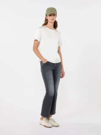 T-shirt em cetim e jersey, cru