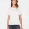 T-shirt em cetim e jersey, cru T-shirt em cetim e jersey, cru