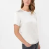 T-shirt em cetim e jersey, cru T-shirt em cetim e jersey, cru