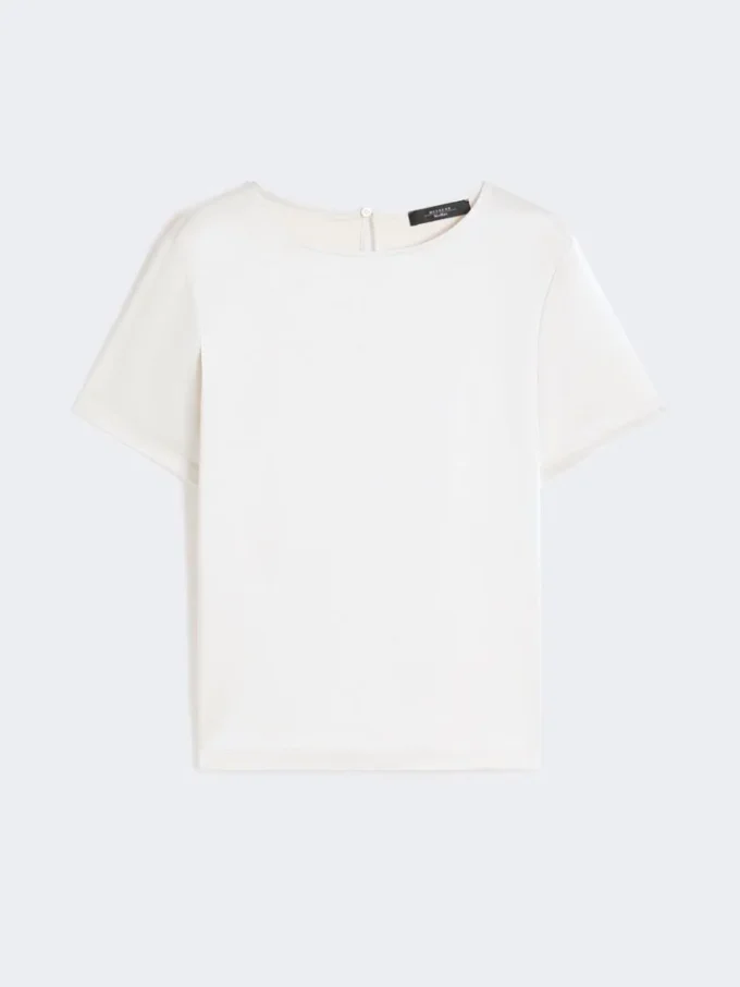 T-shirt em cetim e jersey, cru T-shirt em cetim e jersey, cru