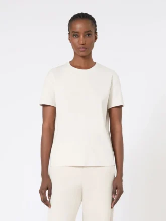 T-shirt em jersey bordada, cor areia