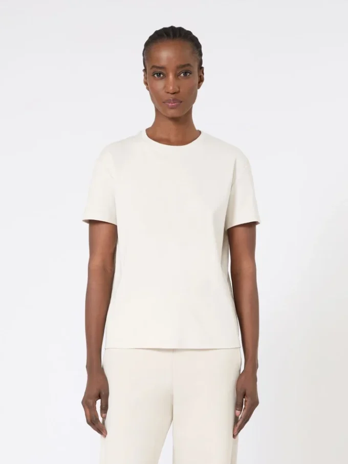 T-shirt em jersey bordada, cor areia T-shirt em jersey bordada, cor areia