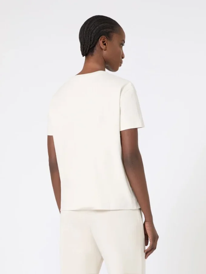 T-shirt em jersey bordada, cor areia T-shirt em jersey bordada, cor areia