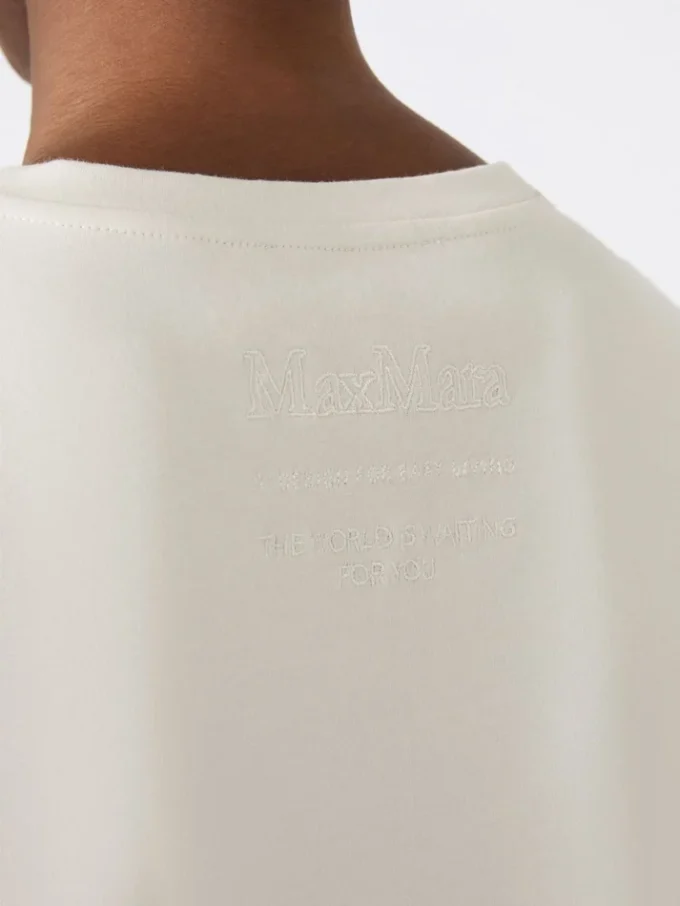 T-shirt em jersey bordada, cor areia T-shirt em jersey bordada, cor areia