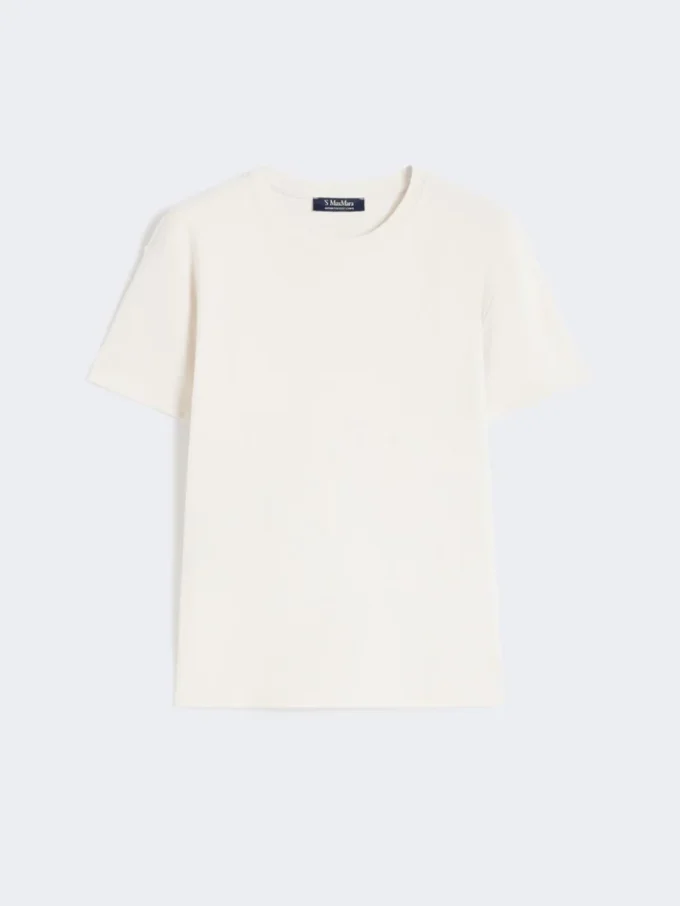 T-shirt em jersey bordada, cor areia T-shirt em jersey bordada, cor areia