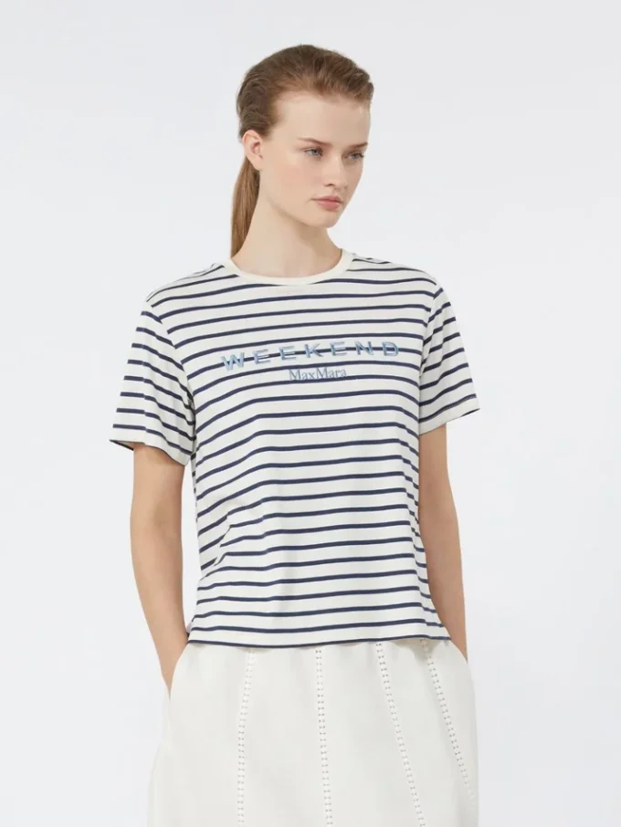T-shirt em jersey com estampado, azul-marinho