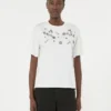 T-shirt em jersey com estampado e bordados, branca T-shirt em jersey com estampado e bordados, branca