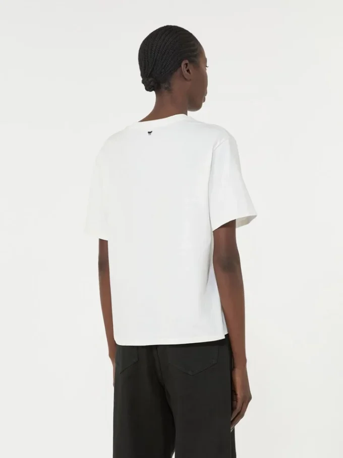 T-shirt em jersey com estampado e bordados, branca T-shirt em jersey com estampado e bordados, branca