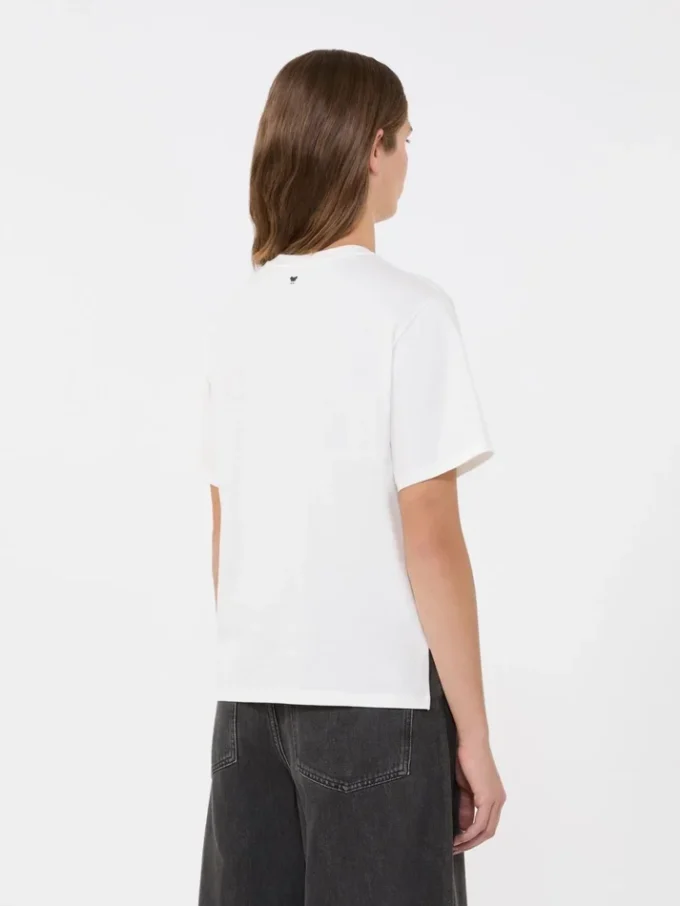 T-shirt em jersey com estampado e bordados, branca T-shirt em jersey com estampado e bordados, branca