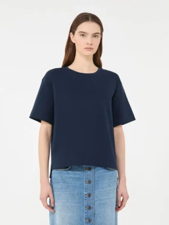 T-shirt em jersey de algodão, azul-marinho