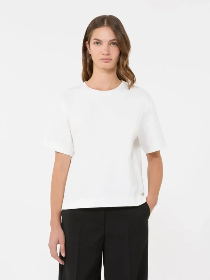 T-shirt em jersey de algodão, branca T-shirt em jersey de algodão, branca