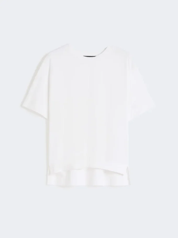 T-shirt em jersey de algodão, branca T-shirt em jersey de algodão, branca