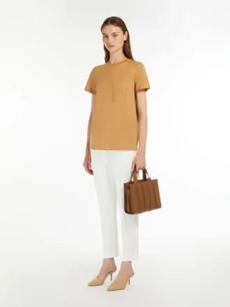 T-shirt em jersey de algodão, cor camelo