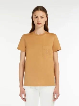 T-shirt em jersey de algodão, cor camelo